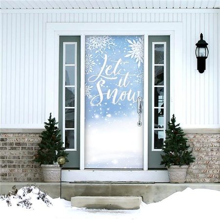 MY DOOR DECOR My Door Decor 285906XMAS-014 36 x 80 in. Let It Snow Christmas Front Door Mural Sign Banner Decor; Multi Color 285906XMAS-014